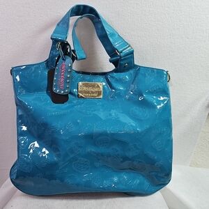 Sweetums By Timi & Leslie Blue Logo Embellished Tote/Baby Bag Inside Key Holder